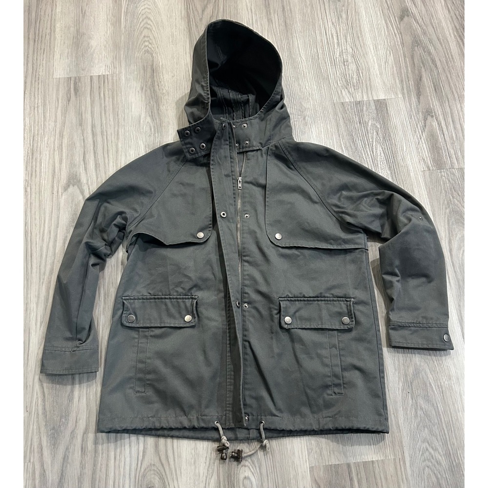 Thread & Supply Womens Hooded Utility Anorak Cotton Jacket Small grey gorpcore